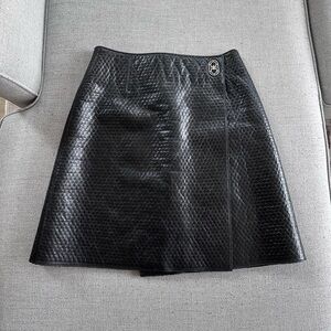 Salvatore Ferragamo Embossed Leather Wrap Skirt